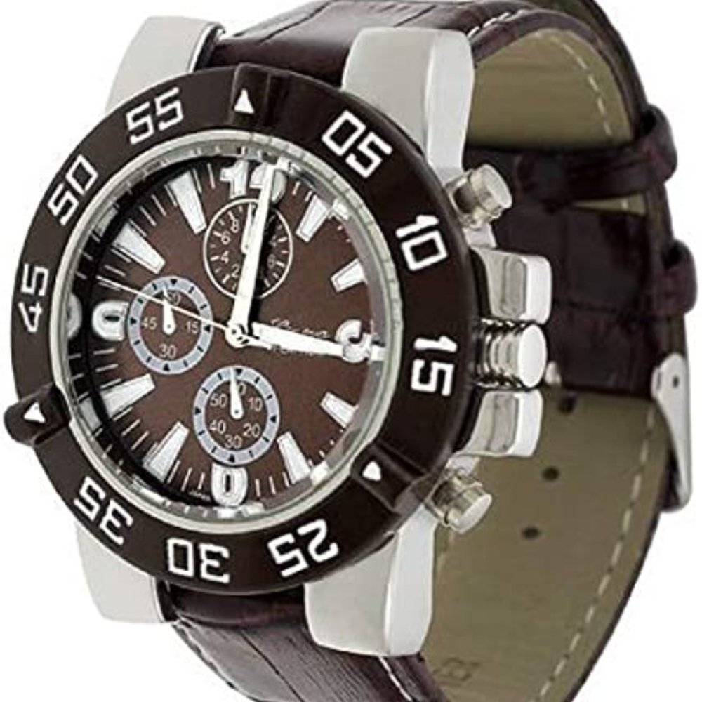 Geneva Platinum Genuine Leather Buckle Watch